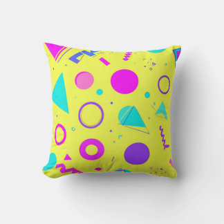 Yellow Neon Memphis Geometric 80s Design Kussen