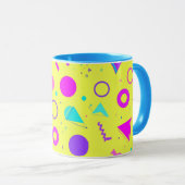 Yellow Neon Memphis Geometric 80s Design Mok (Voorkant rechts)