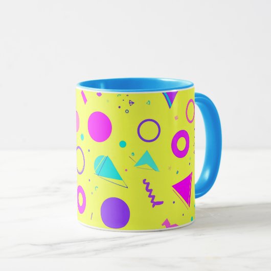 Yellow Neon Memphis Geometric 80s Design Mok (Voorkant rechts)