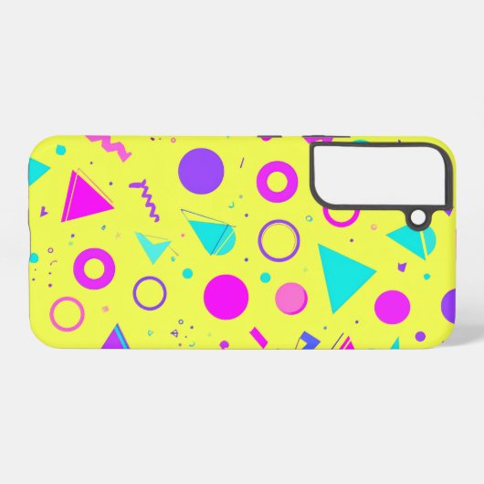 Yellow Neon Memphis Geometric 80s Design Samsung Galaxy Hoesje (Achterkant horizontaal)
