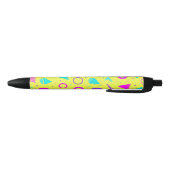 Yellow Neon Memphis Geometric 80s Design Zwarte Inkt Pen (Bodem)