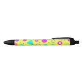 Yellow Neon Memphis Geometric 80s Design Zwarte Inkt Pen (Bovenkant)