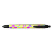 Yellow Neon Memphis Geometric 80s Design Zwarte Inkt Pen (Achterkant)