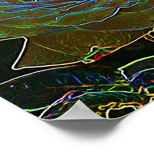 Yellow Neon Roos Poster (Hoek)