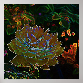 Yellow Neon Roos Poster