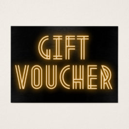 Yellow Neon Sign Art Deco Gift Voucher Visitekaartje