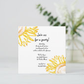 Yellow Neon Sunflower Party Invitation Kaart (Staand voorkant)