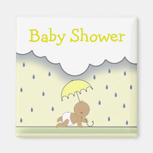 Yellow Neutral Baby shower Magnet- Regen & Paraplu Magneet