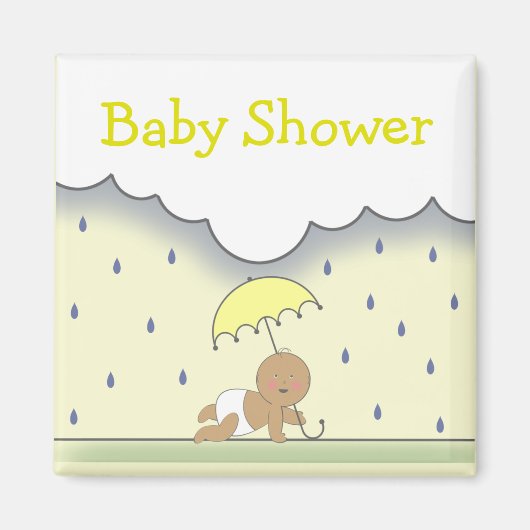 Yellow Neutral Baby shower Magnet- Regen & Paraplu Magneet (Voorkant)