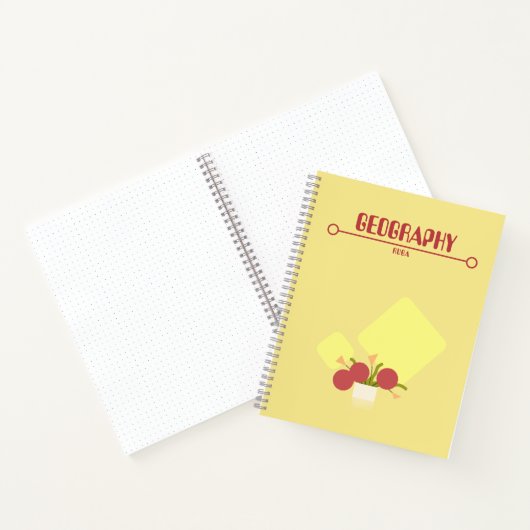 Yellow Notebook with red geometric flowers  Notitieboek (Binnen)