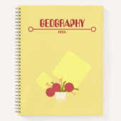Yellow Notebook with red geometric flowers  Notitieboek (Voorkant)