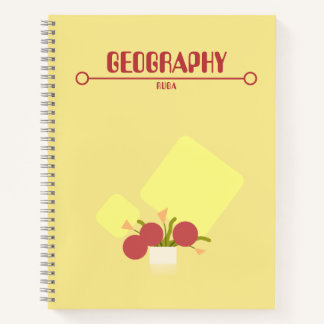 Yellow Notebook with red geometric flowers  Notitieboek