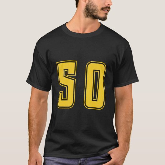 Yellow Number 50 Team Junior Sports Numbered Unifo T-shirt (Voorkant)