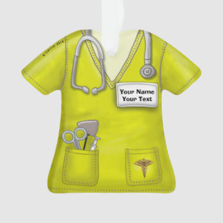 Yellow Nurse medische scrubs ornament