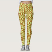 Yellow Ochre Houndstooth met honden Leggings (Voorkant)