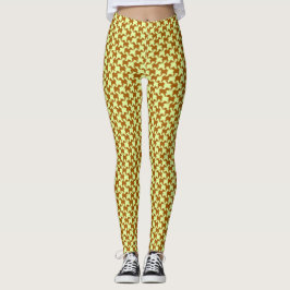 Yellow Ochre Houndstooth met honden Leggings