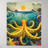 Yellow Octopus-Poster Poster (Voorkant)