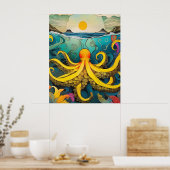 Yellow Octopus-Poster Poster (Keuken)