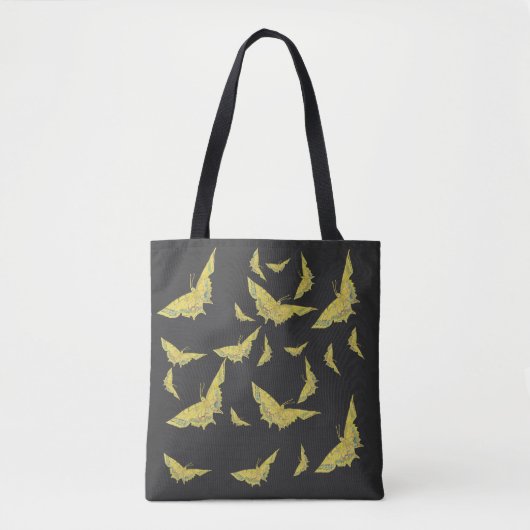 Yellow Old World Swallowtail Butterfly Black Black Tote Bag (Voorkant)