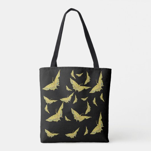 Yellow Old World Swallowtail Butterfly Black Black Tote Bag (Achterkant)