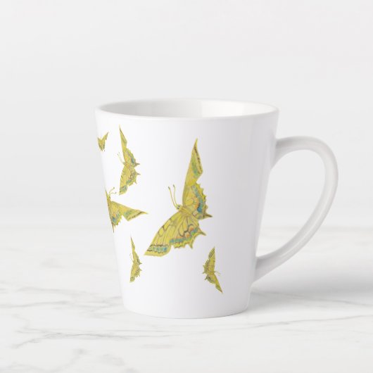 Yellow Old World Swallowtail Butterfly patroon Latte Mok (Rechts)