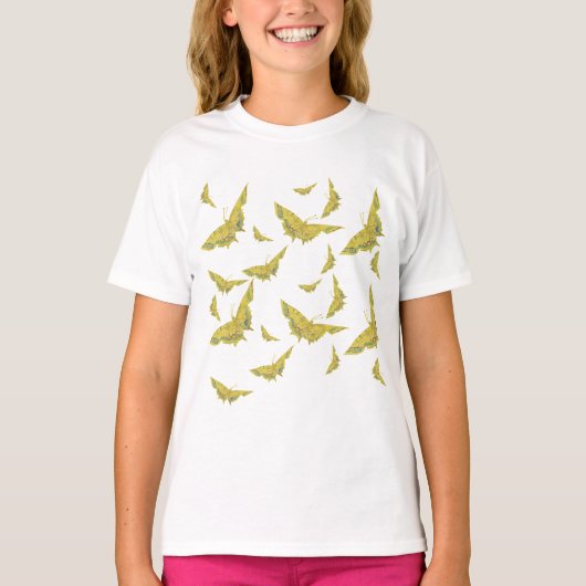 Yellow Old World Swallowtail Butterfly patroon T-shirt (Voorkant)