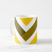 Yellow Olive Chevron Geometric Pattern Koffiemok (Voorkant links)