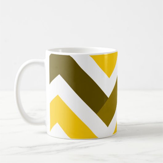 Yellow Olive Chevron Geometric Pattern Koffiemok (Links)