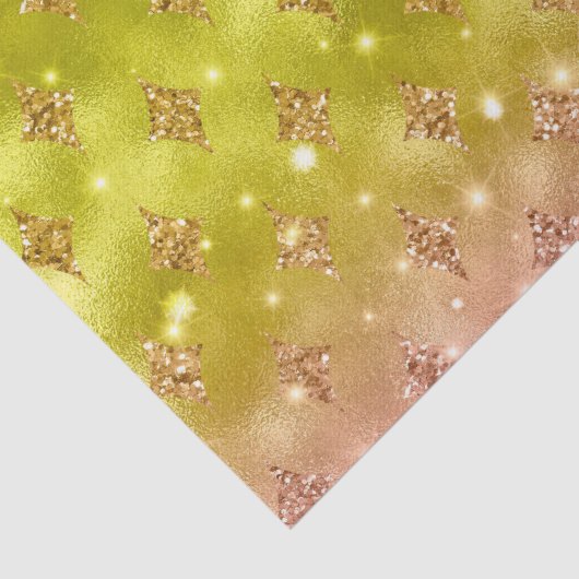 Yellow Ombre Glitter Star Celestial Pattern Tissuepapier (Detail)