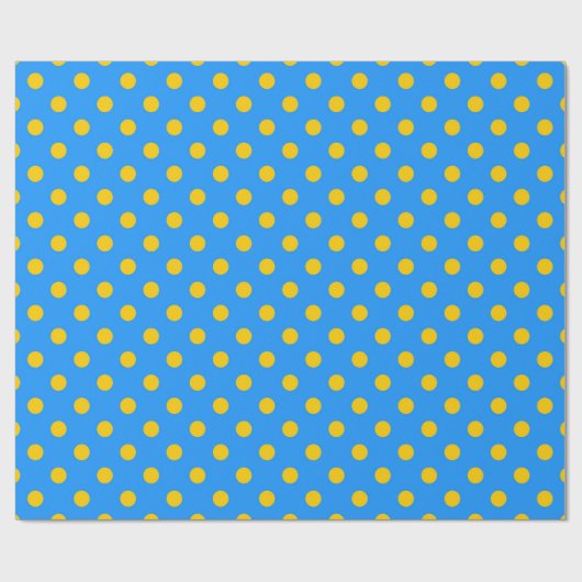 Yellow On Blue Polka Dots Pattern Design Cadeaupapier (Vlak)