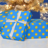 Yellow On Blue Polka Dots Pattern Design Cadeaupapier