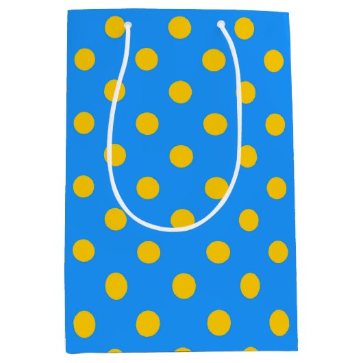 Yellow On Blue Polka Dots Pattern Design Medium Cadeauzakje (Voorkant)