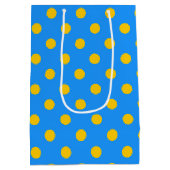Yellow On Blue Polka Dots Pattern Design Medium Cadeauzakje (Achterkant)