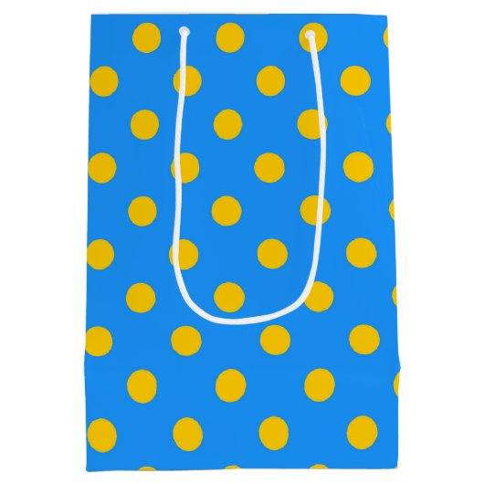 Yellow On Blue Polka Dots Pattern Design Medium Cadeauzakje (Achterkant)