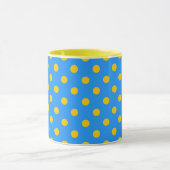 Yellow On Blue Polka Dots Pattern Design Mok (Midden)