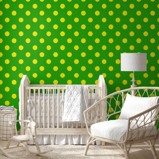 Yellow On Green Polka Dots Pattern Design  Behang (Creator heeft geüpload)