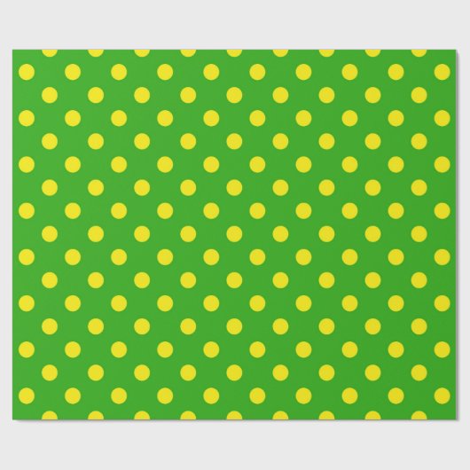 Yellow On Green Polka Dots Pattern Design  Cadeaupapier (Vlak)