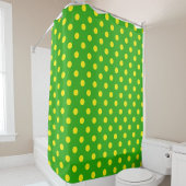 Yellow On Green Polka Dots Pattern Design  Douchegordijn