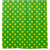 Yellow On Green Polka Dots Pattern Design  Douchegordijn (Voorkant)