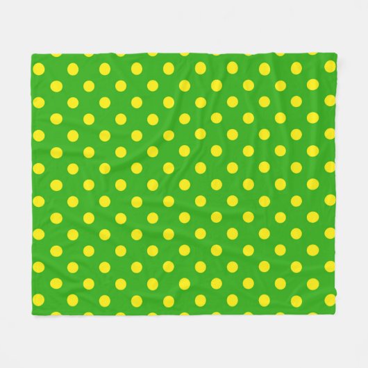Yellow On Green Polka Dots Pattern Design  Fleece Deken (Voorkant (Horizontaal))