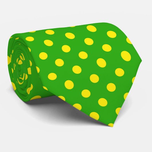 Yellow On Green Polka Dots Pattern Design Stropdas