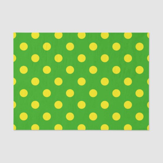 Yellow On Green Polka Dots Pattern Design  Tissuepapier (Voorkant)
