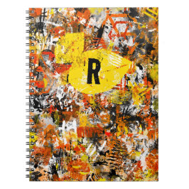 Yellow Orange Abstract Painting Monogram Notitieboek
