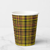 Yellow Orange Black Plaid Pattern Papieren Bekers (Achterkant)