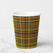 Yellow Orange Black Plaid Pattern Papieren Bekers (Links)