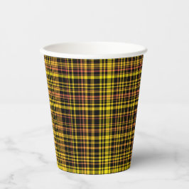 Yellow Orange Black Plaid Pattern Papieren Bekers