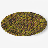 Yellow Orange Black Plaid Pattern Papieren Bordje (Gekanteld)