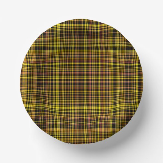 Yellow Orange Black Plaid Pattern Papieren Kommen (Voorkant)