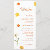 Yellow Orange Floral Custom Guest Name Garden Menu (Voorkant)