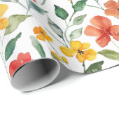 Yellow Orange Flowers Birthday Cadeaupapier (Rol Hoek)